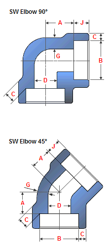 Socket Weld Elbow 90 / 45 Socket Weld Elbow 90 / 45