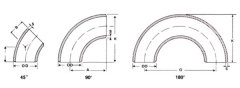 LONG RADIUS ELBOWS 45°90°180°ASME/ANSI B16.9